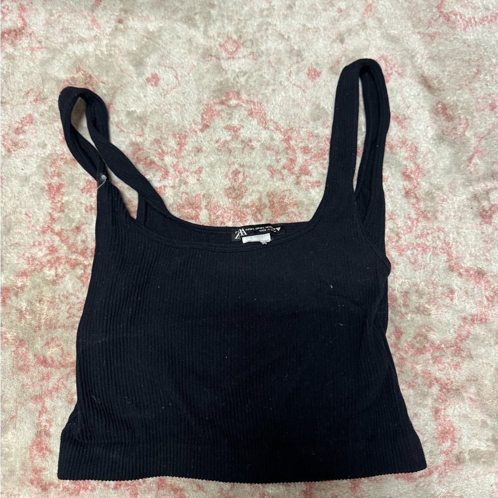 Black Ribbed Crop Top